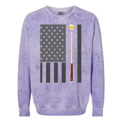 Billiards Pool Player Table Usa Us American Flag Cool Gift Colorblast Crewneck Sweatshirt