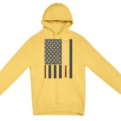 Billiards Pool Player Table Usa Us American Flag Cool Gift Premium Pullover Hoodie