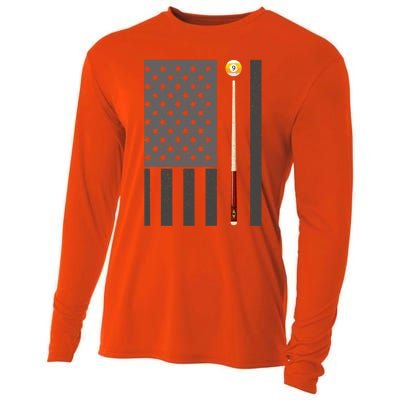 Billiards Pool Player Table Usa Us American Flag Cool Gift Cooling Performance Long Sleeve Crew