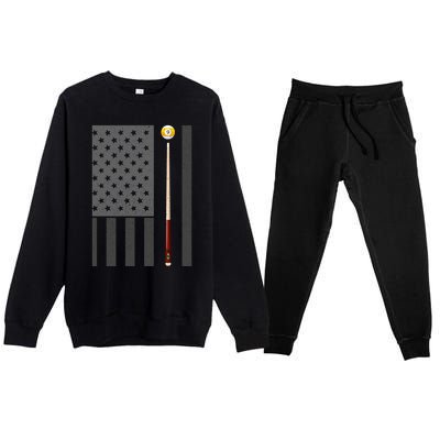 Billiards Pool Player Table Usa Us American Flag Cool Gift Premium Crewneck Sweatsuit Set