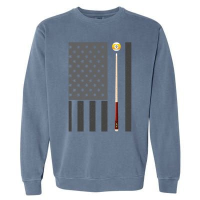 Billiards Pool Player Table Usa Us American Flag Cool Gift Garment-Dyed Sweatshirt