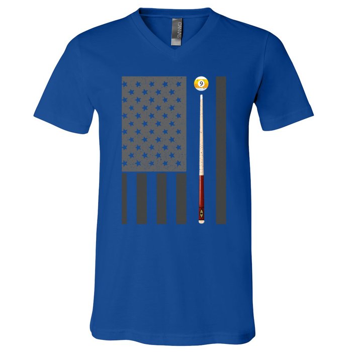 Billiards Pool Player Table Usa Us American Flag Cool Gift V-Neck T-Shirt