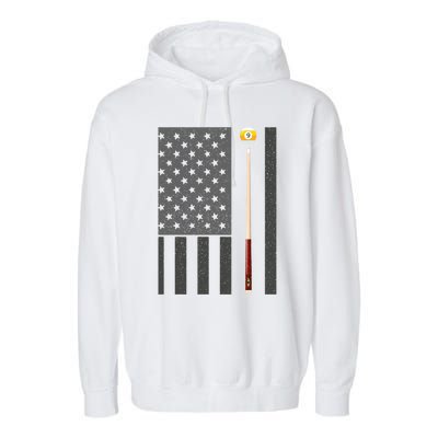 Billiards Pool Player Table Usa Us American Flag Cool Gift Garment-Dyed Fleece Hoodie