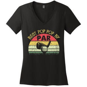 Best Pop Pop By Par Fathers Day Golf Golfing Gift Women's V-Neck T-Shirt