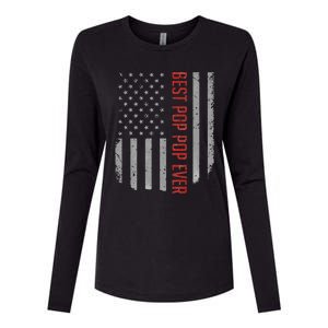 Best Pop Pop Ever American Flag Gifts For Father's day Womens Cotton Relaxed Long Sleeve T-Shirt