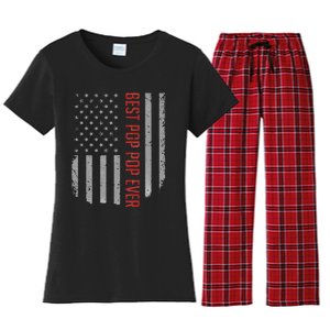 Best Pop Pop Ever American Flag Gifts For Father's day Women's Flannel Pajama Set