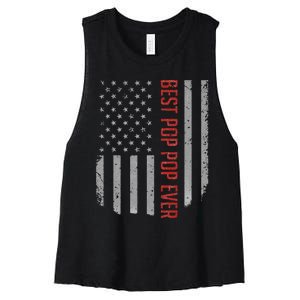 Best Pop Pop Ever American Flag Gifts For Father's day Women's Racerback Cropped Tank