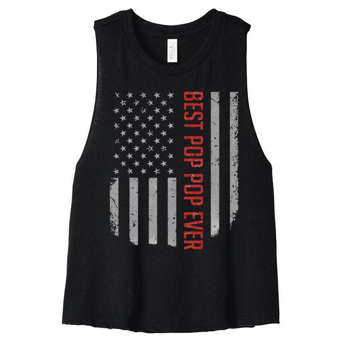 Best Pop Pop Ever American Flag Gifts For Father's day Women's Racerback Cropped Tank