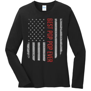 Best Pop Pop Ever American Flag Gifts For Father's day Ladies Long Sleeve Shirt