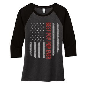 Best Pop Pop Ever American Flag Gifts For Father's day Women's Tri-Blend 3/4-Sleeve Raglan Shirt