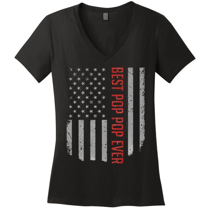 Best Pop Pop Ever American Flag Gifts For Father's day Women's V-Neck T-Shirt