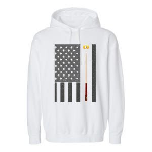 Billiards Pool Player Table Usa Us American Flag Gift Garment-Dyed Fleece Hoodie