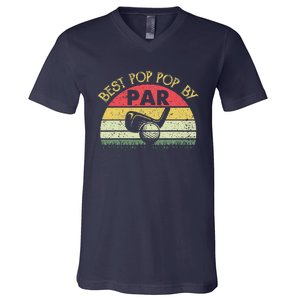 Best Pop Pop By Par Fathers Day Golf Golfing Gift V-Neck T-Shirt