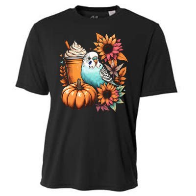 Budgie Parakeet Pumpkin Spice Latte Lovers Budgerigar Autumn Cooling Performance Crew T-Shirt