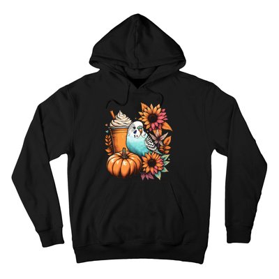 Budgie Parakeet Pumpkin Spice Latte Lovers Budgerigar Autumn Hoodie