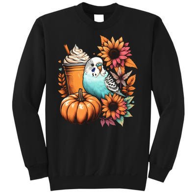 Budgie Parakeet Pumpkin Spice Latte Lovers Budgerigar Autumn Sweatshirt