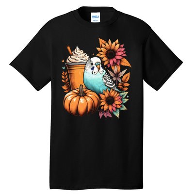 Budgie Parakeet Pumpkin Spice Latte Lovers Budgerigar Autumn Tall T-Shirt