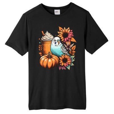 Budgie Parakeet Pumpkin Spice Latte Lovers Budgerigar Autumn Tall Fusion ChromaSoft Performance T-Shirt