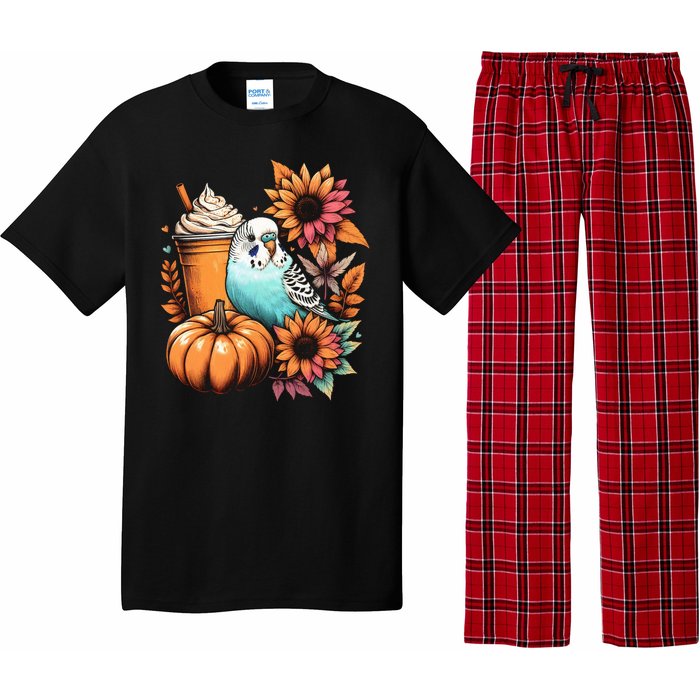 Budgie Parakeet Pumpkin Spice Latte Lovers Budgerigar Autumn Pajama Set