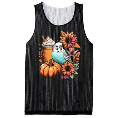 Budgie Parakeet Pumpkin Spice Latte Lovers Budgerigar Autumn Mesh Reversible Basketball Jersey Tank