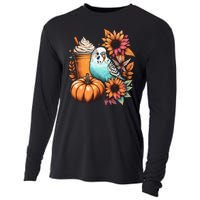 Budgie Parakeet Pumpkin Spice Latte Lovers Budgerigar Autumn Cooling Performance Long Sleeve Crew