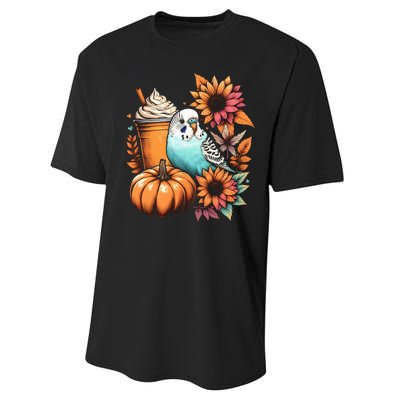 Budgie Parakeet Pumpkin Spice Latte Lovers Budgerigar Autumn Performance Sprint T-Shirt