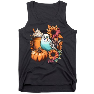 Budgie Parakeet Pumpkin Spice Latte Lovers Budgerigar Autumn Tank Top