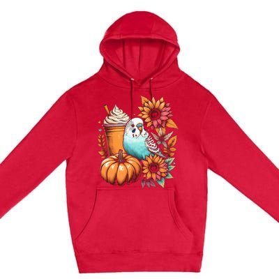 Budgie Parakeet Pumpkin Spice Latte Lovers Budgerigar Autumn Premium Pullover Hoodie