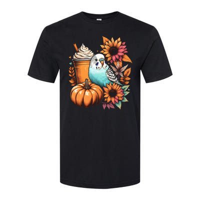 Budgie Parakeet Pumpkin Spice Latte Lovers Budgerigar Autumn Softstyle® CVC T-Shirt