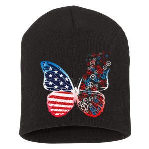 Butterfly Patriotic Peace Signs 4th of July US Flag Short Acrylic Beanie