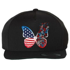 Butterfly Patriotic Peace Signs 4th of July US Flag Wool Snapback Cap