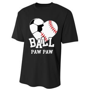 Ball Paw Paw Heart Funny Baseball player Performance Sprint T-Shirt