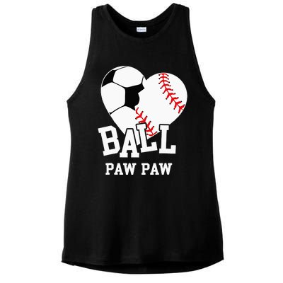 Ball Paw Paw Heart Funny Baseball Soccer Paw Paw Ladies PosiCharge Tri-Blend Wicking Tank