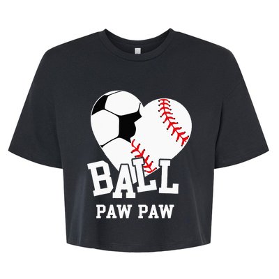 Ball Paw Paw Heart Funny Baseball Soccer Paw Paw Bella+Canvas Jersey Crop Tee