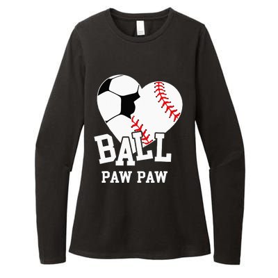 Ball Paw Paw Heart Funny Baseball Soccer Paw Paw Womens CVC Long Sleeve Shirt