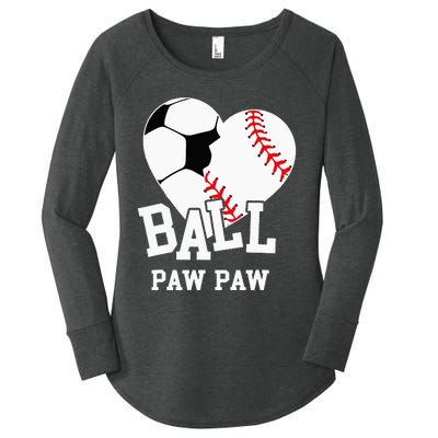 Ball Paw Paw Heart Funny Baseball Soccer Paw Paw Women's Perfect Tri Tunic Long Sleeve Shirt