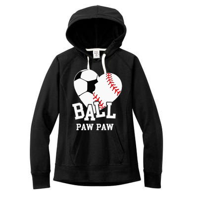 Ball Paw Paw Heart Funny Baseball Soccer Paw Paw Women's Fleece Hoodie