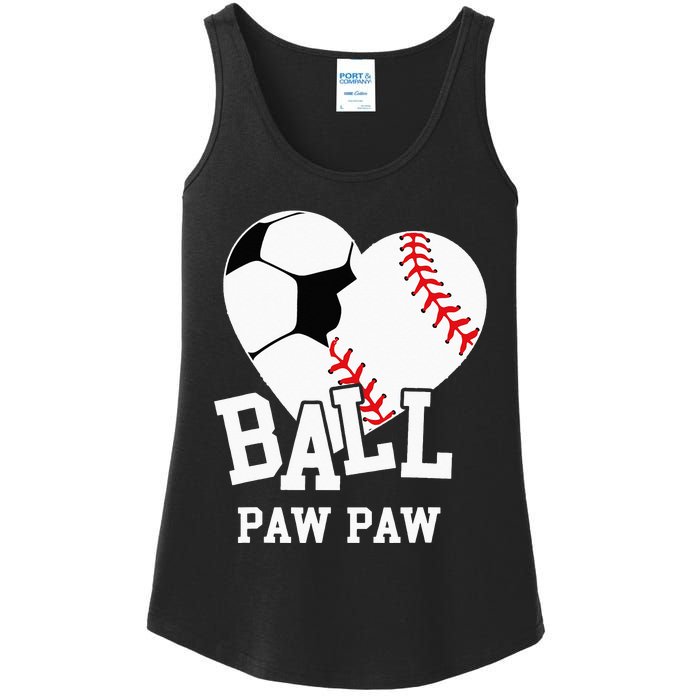 Ball Paw Paw Heart Funny Baseball Soccer Paw Paw Ladies Essential Tank