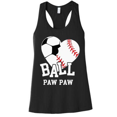 Ball Paw Paw Heart Funny Baseball Soccer Paw Paw Women's Racerback Tank