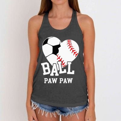 Ball Paw Paw Heart Funny Baseball Soccer Paw Paw Women's Knotted Racerback Tank