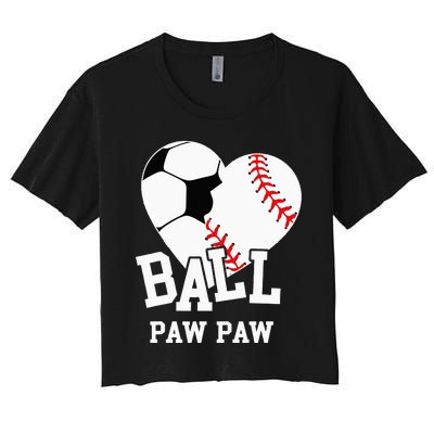 Ball Paw Paw Heart Funny Baseball Soccer Paw Paw Women's Crop Top Tee