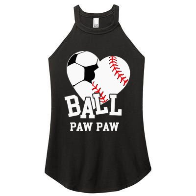 Ball Paw Paw Heart Funny Baseball Soccer Paw Paw Women's Perfect Tri Rocker Tank