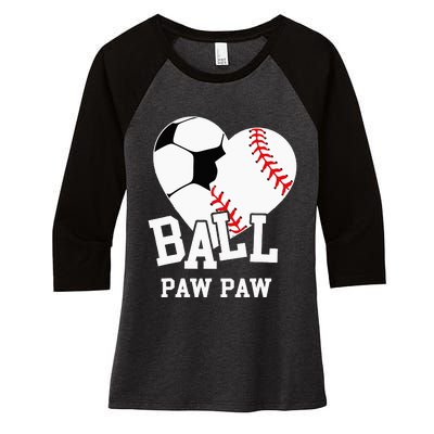 Ball Paw Paw Heart Funny Baseball Soccer Paw Paw Women's Tri-Blend 3/4-Sleeve Raglan Shirt