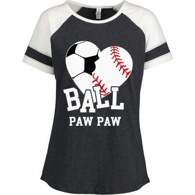 Ball Paw Paw Heart Funny Baseball Soccer Paw Paw Enza Ladies Jersey Colorblock Tee