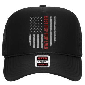 Best Pop Pop Ever American Flag Gifts For Fathers Day High Crown Mesh Back Trucker Hat