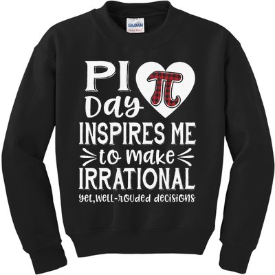 buffalo plaid pi symbol pi day inspires me math lover s Kids Sweatshirt