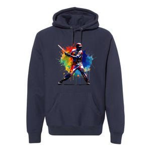 Baseball Player Paint Splash Premium Hoodie