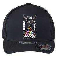 Billiard Pool Player Play Sport Aim Shoot Swear Repeat Flexfit Unipanel Trucker Cap