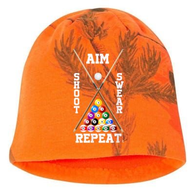 Billiard Pool Player Play Sport Aim Shoot Swear Repeat Kati - Camo Knit Beanie