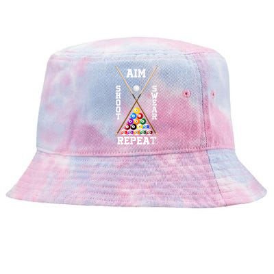 Billiard Pool Player Play Sport Aim Shoot Swear Repeat Tie-Dyed Bucket Hat